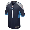 Zennovawear Men's Tennessee Titans Number 1 Dad Navy Game Jersey
