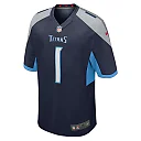 Zennovawear Men's Tennessee Titans Number 1 Groom Navy Game Jersey