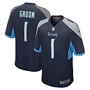 Zennovawear Men's Tennessee Titans Number 1 Groom Navy Game Jersey