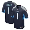 Zennovawear Men's Tennessee Titans Number 1 Groom Navy Game Jersey