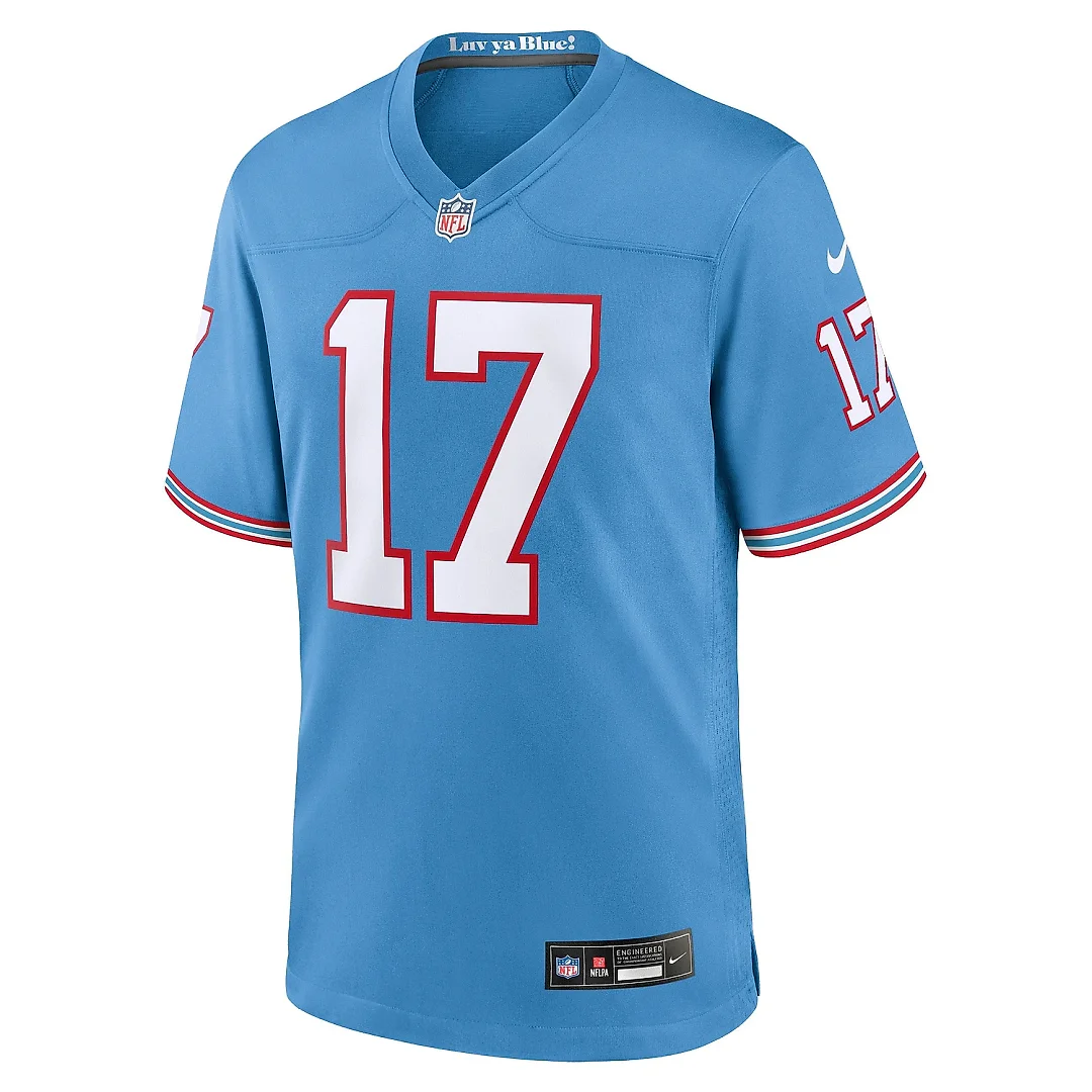 Zennovawear Men's Tennessee Titans Ryan Tannehill Light Blue Oilers Throwback Alternate Game Player Jersey