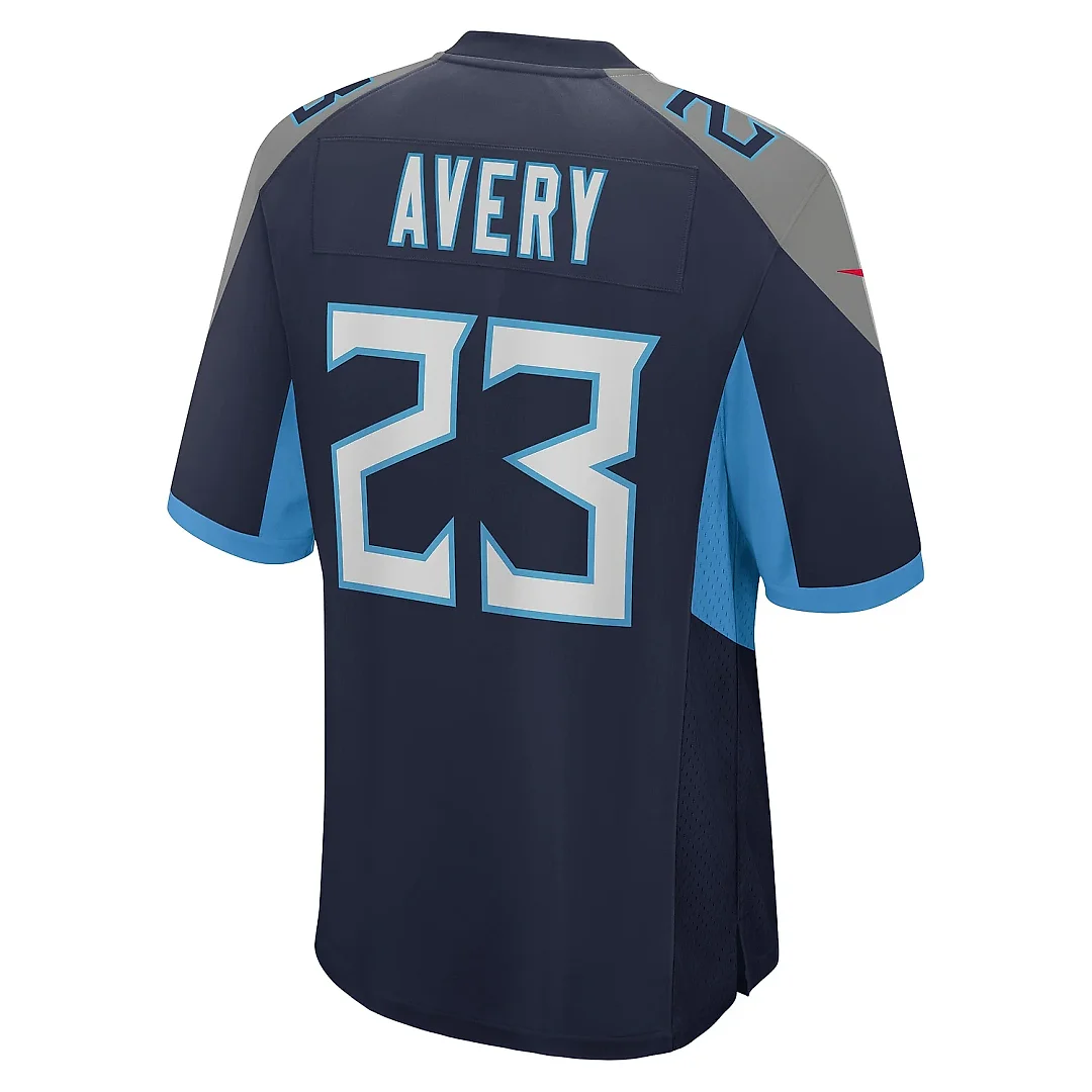 Zennovawear Men's Tennessee Titans Tre Avery Navy Team Game Jersey