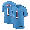 Zennovawear Men's Tennessee Titans Warren Moon Light Blue Oilers Throwback Retired Player Game Jersey
