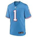 Zennovawear Men's Tennessee Titans Warren Moon Light Blue Oilers Throwback Retired Player Game Jersey
