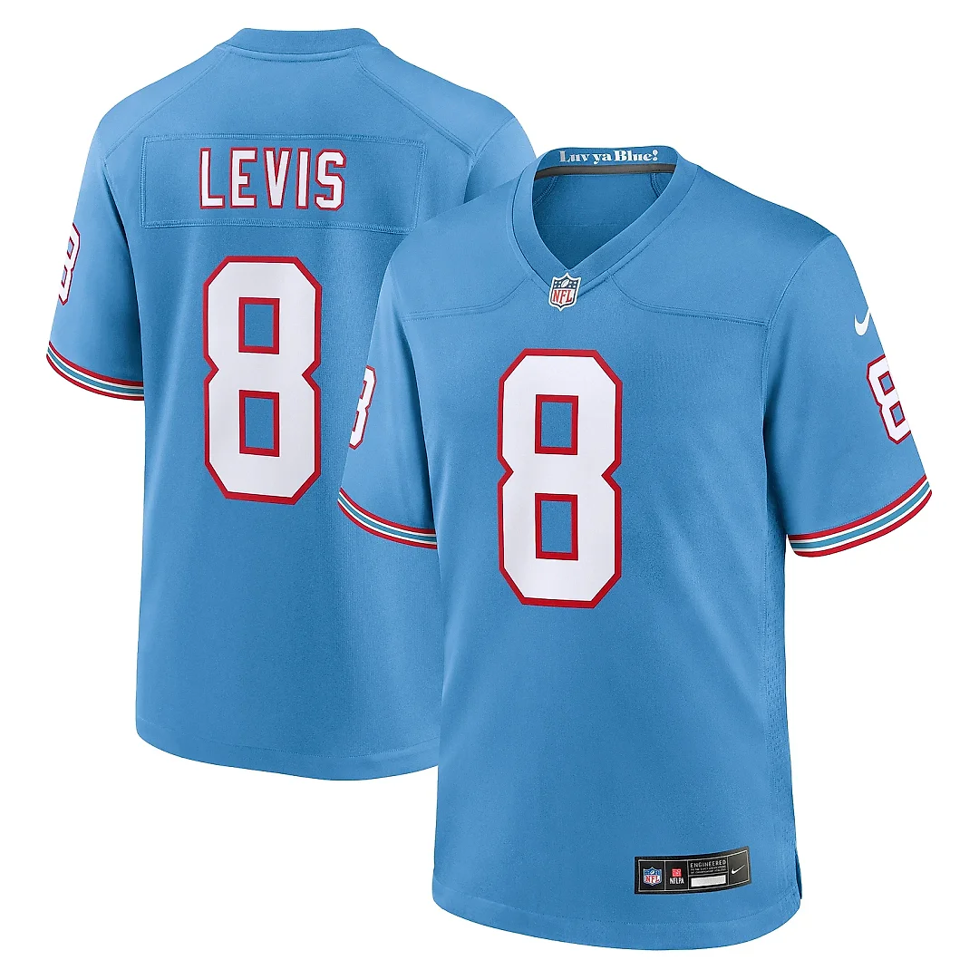 Zennovawear Men's Tennessee Titans Will Levis Light Blue Oilers Throwback Player Game Jersey