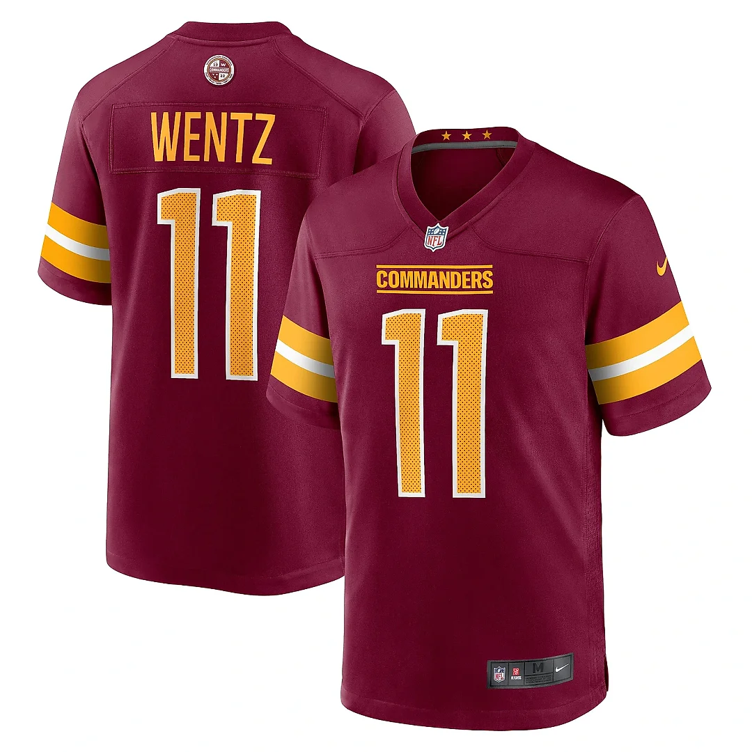 Zennovawear Men's Washington Commanders Carson Wentz Burgundy Game Jersey