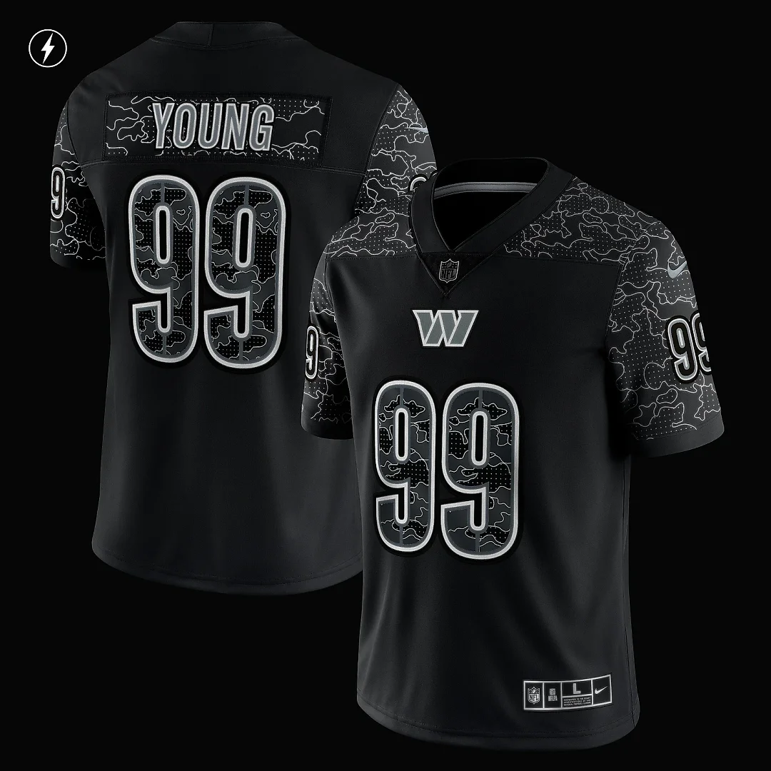 Zennovawear Men's Washington Commanders Chase Young Black RFLCTV Limited Jersey