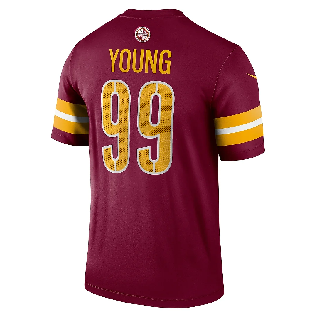 Zennovawear Men's Washington Commanders Chase Young Burgundy Team Legend Player Performance Top