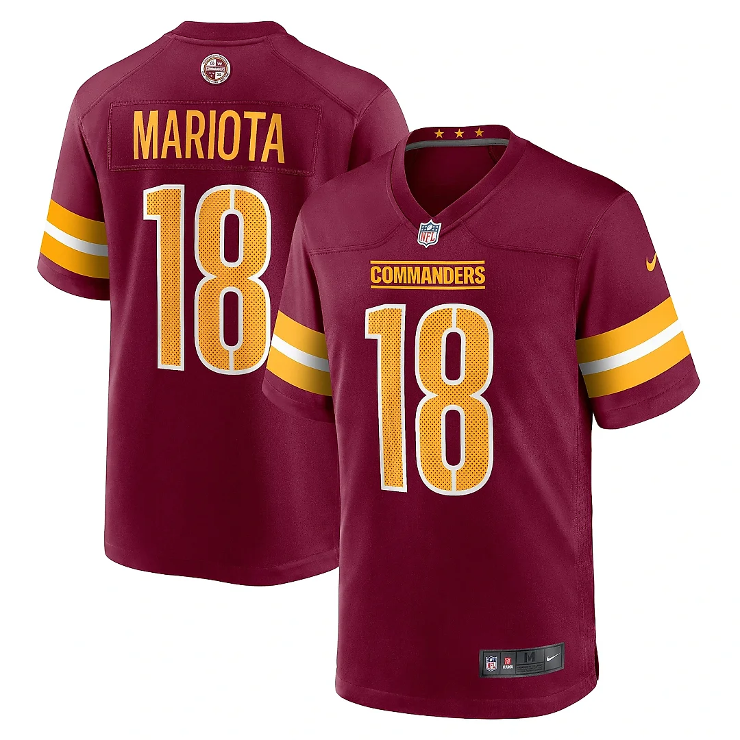 Zennovawear Men's Washington Commanders Marcus Mariota Burgundy Game Jersey