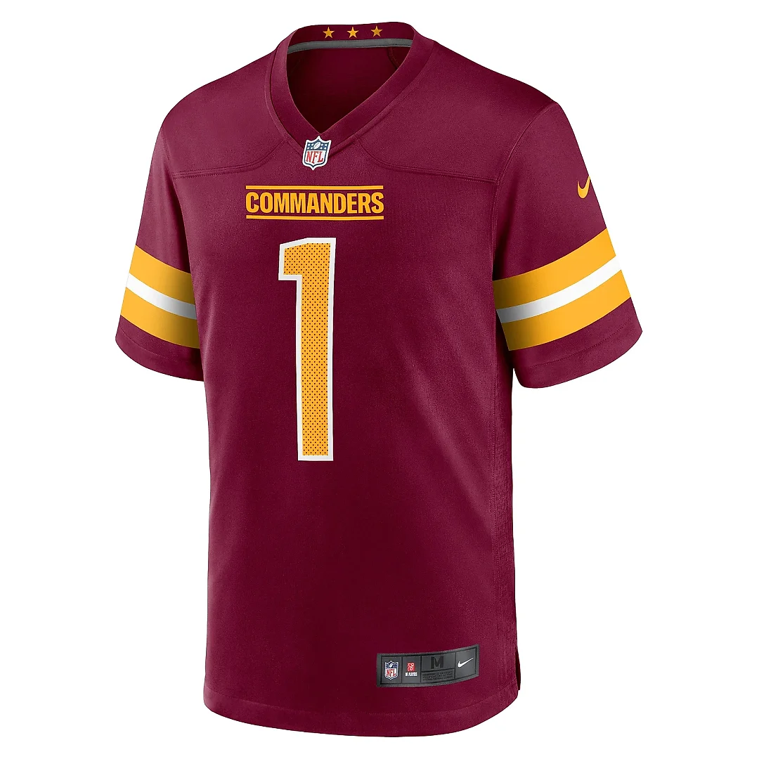 Zennovawear Men's Washington Commanders Number 1 Dad Burgundy Game Jersey