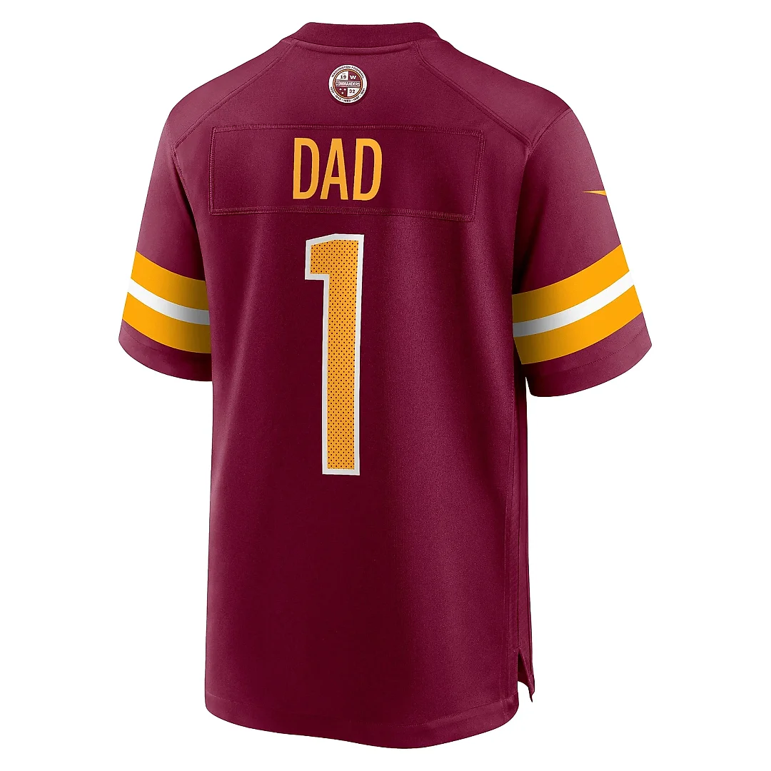 Zennovawear Men's Washington Commanders Number 1 Dad Burgundy Game Jersey