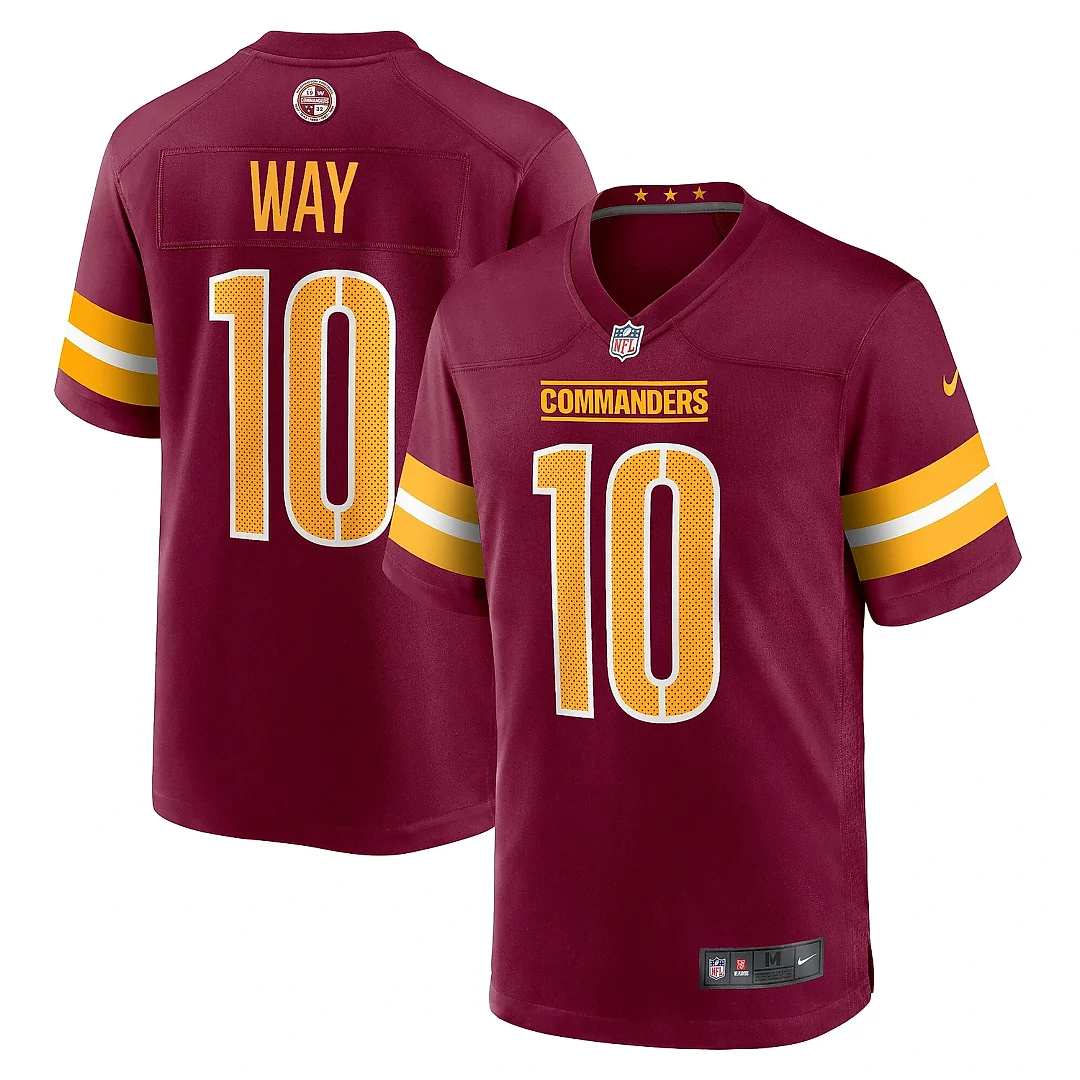 Zennovawear Men's Washington Commanders Tress Way Burgundy Game Jersey