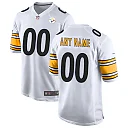 Zennovawear Men's White Pittsburgh Steelers Away Custom Game Jersey
