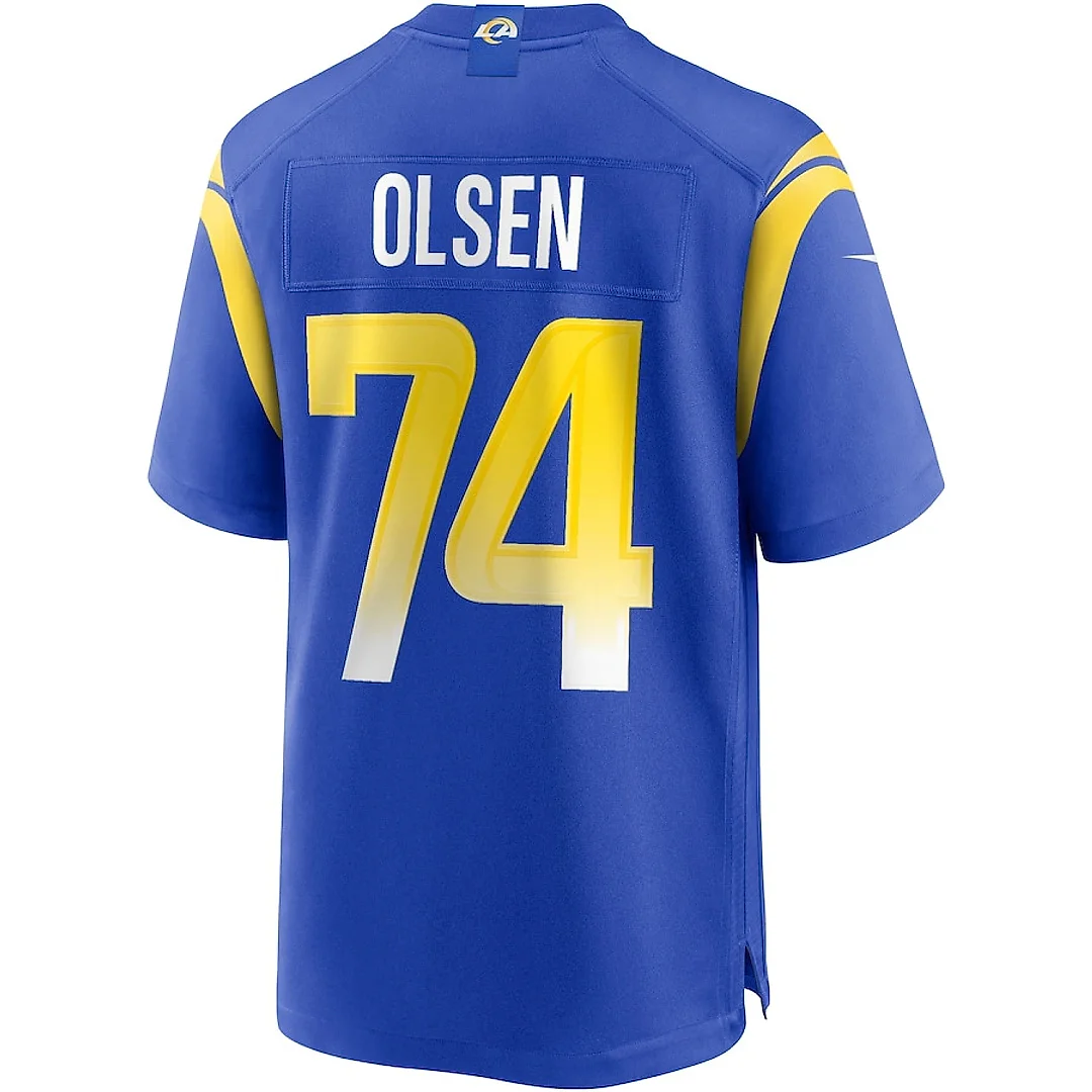 Zennovawear Merlin Olsen 74 Los Angeles Rams Men Game Retired Jersey - Royal