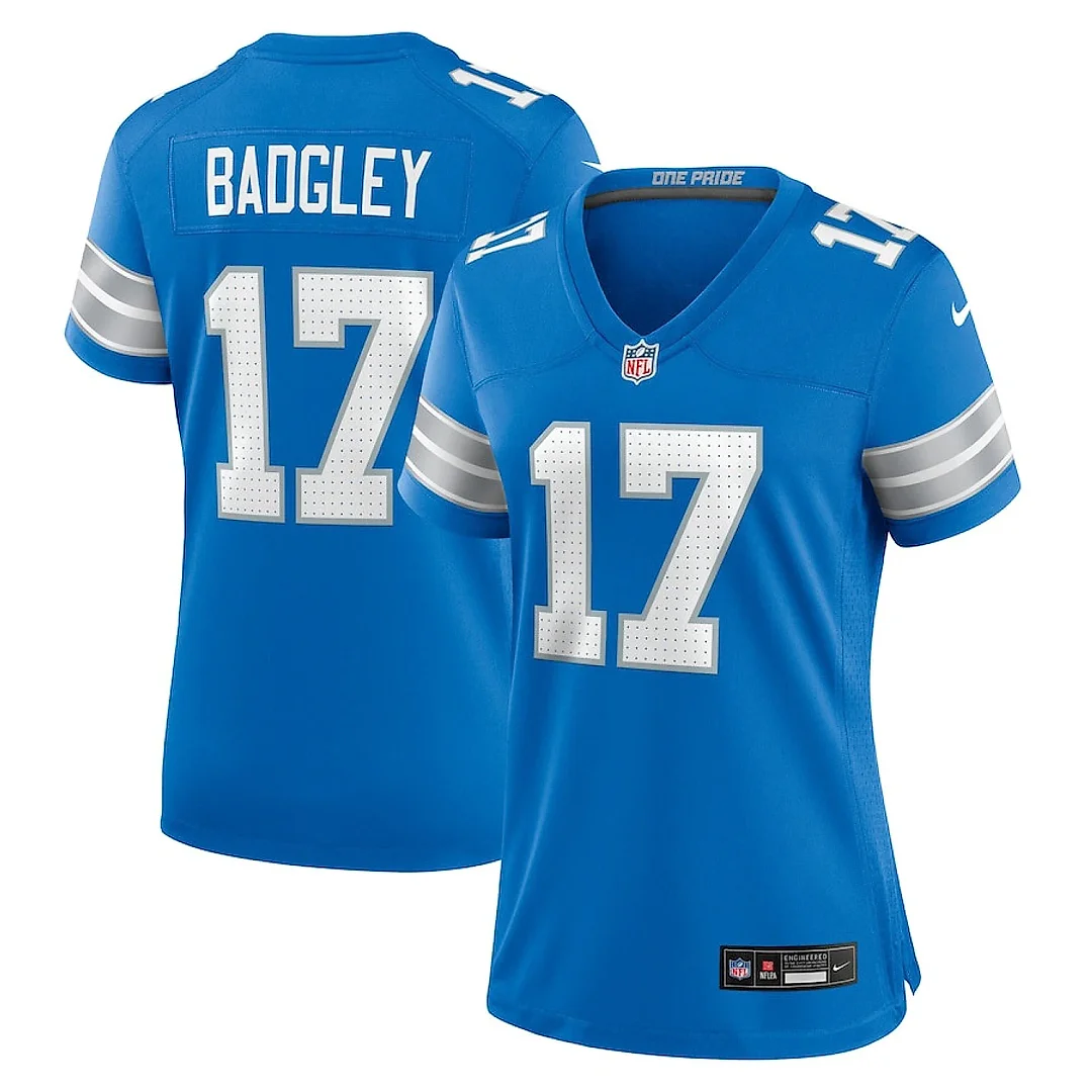 Zennovawear Michael Badgley 17 Detroit Lions Women's Team Game Jersey - Blue