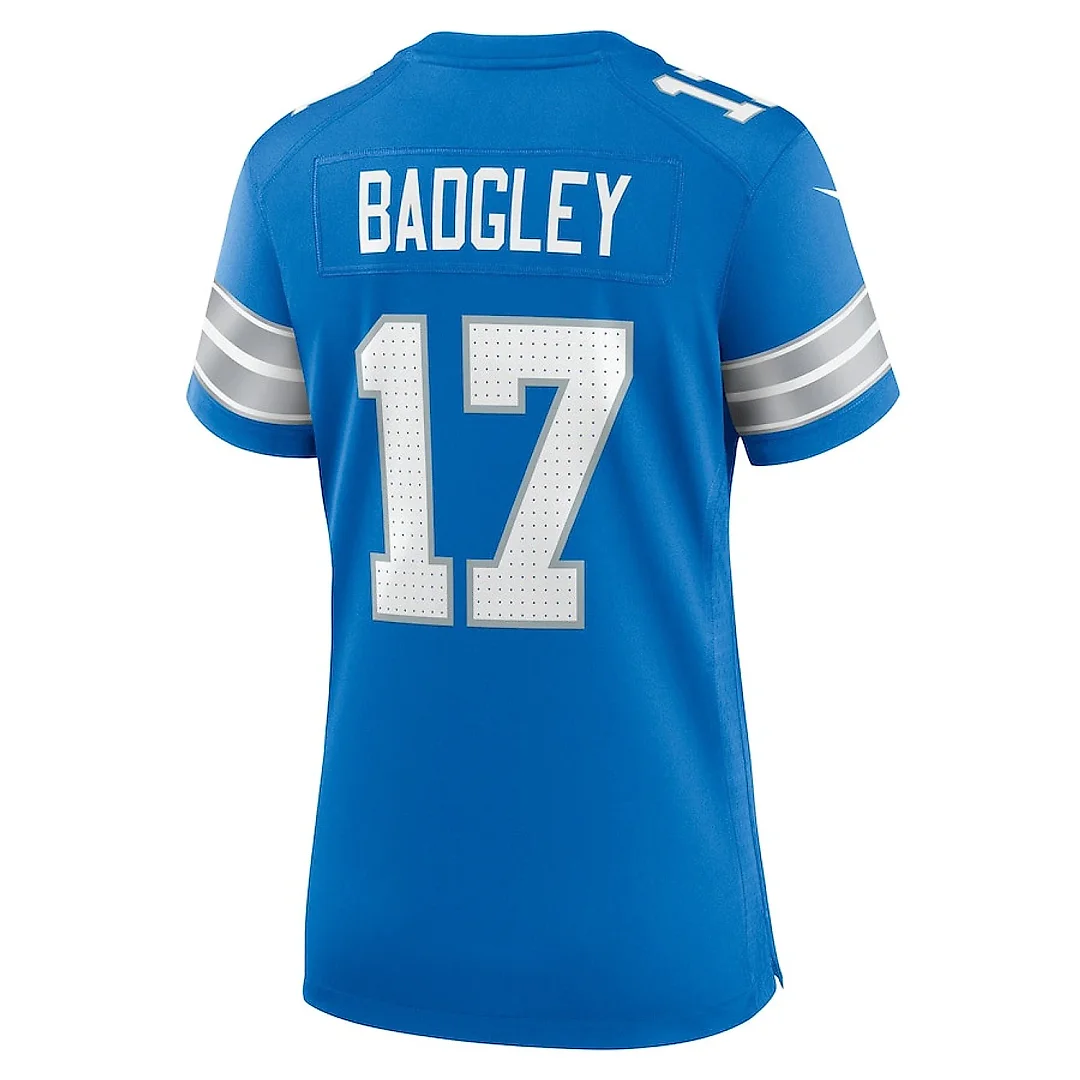 Zennovawear Michael Badgley 17 Detroit Lions Women's Team Game Jersey - Blue