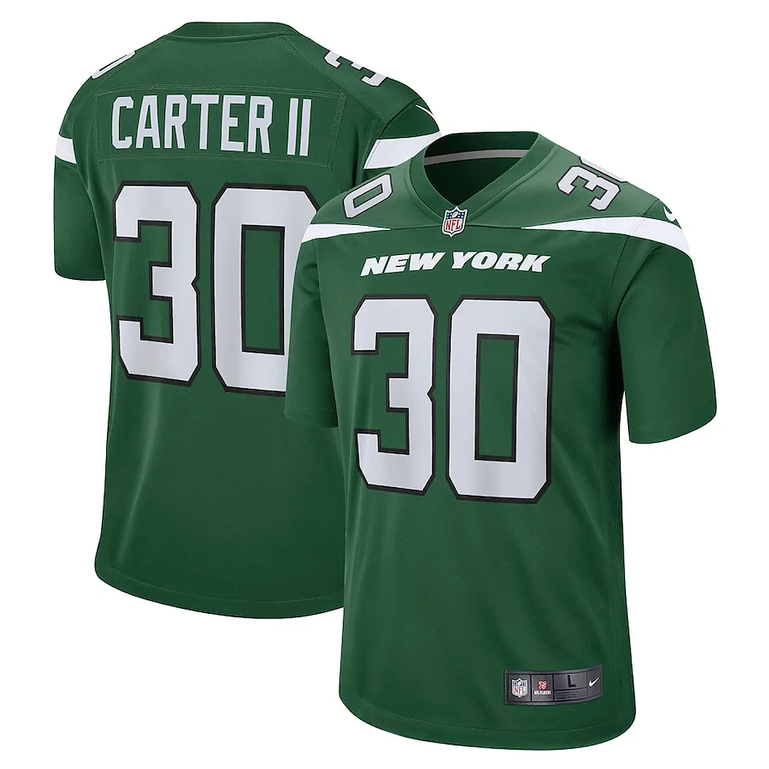 Zennovawear Michael Carter II 30 New York Jets Men Game Jersey - Gotham Green