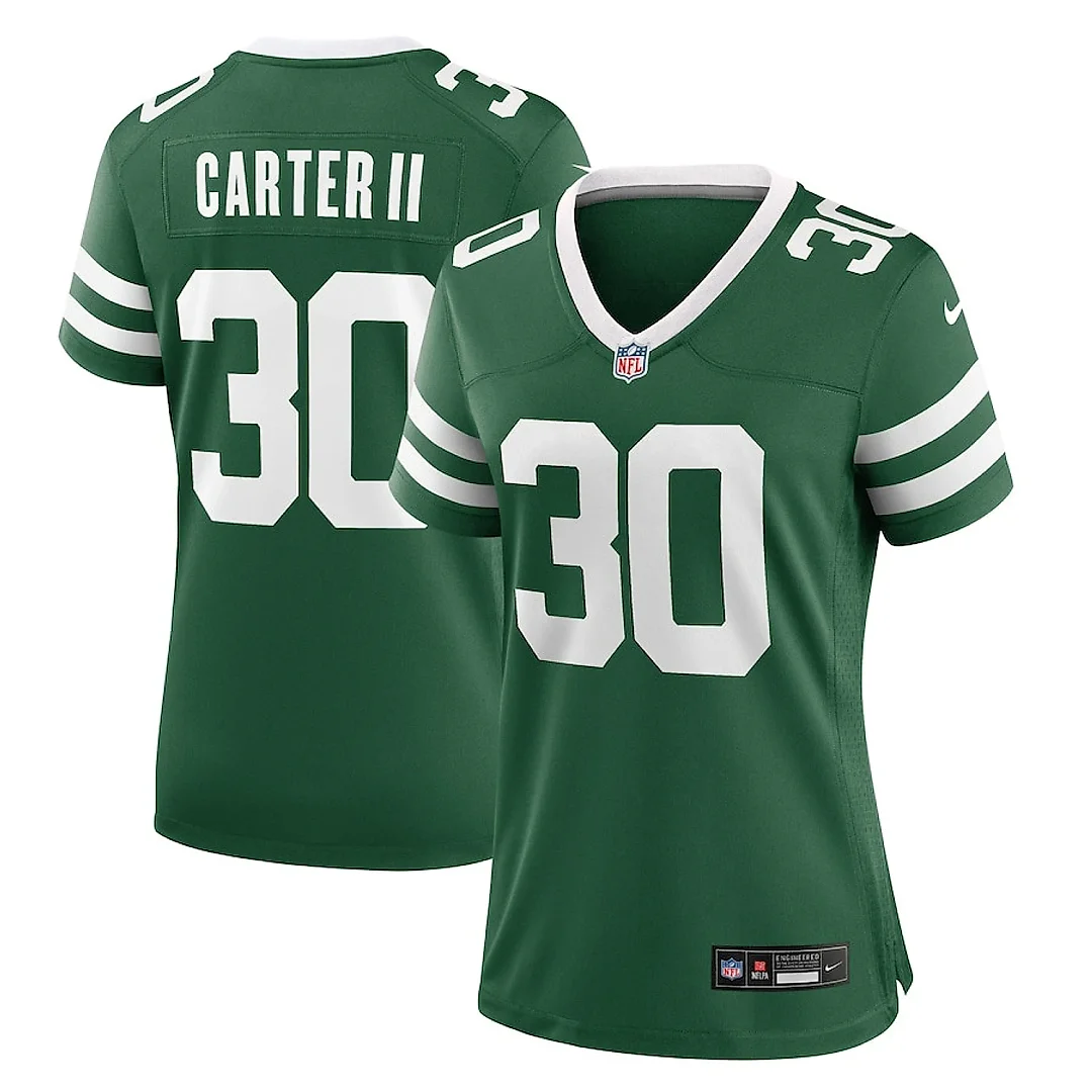 Zennovawear Michael Carter II 30 New York Jets Women's Team Game Jersey - Legacy Green