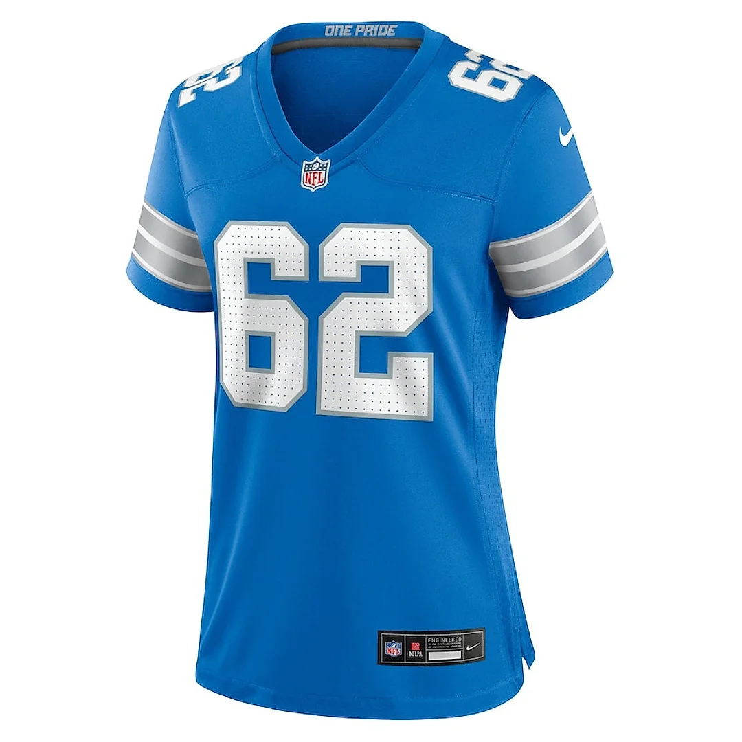 Zennovawear Michael Niese 62 Detroit Lions Women's Team Game Jersey - Blue
