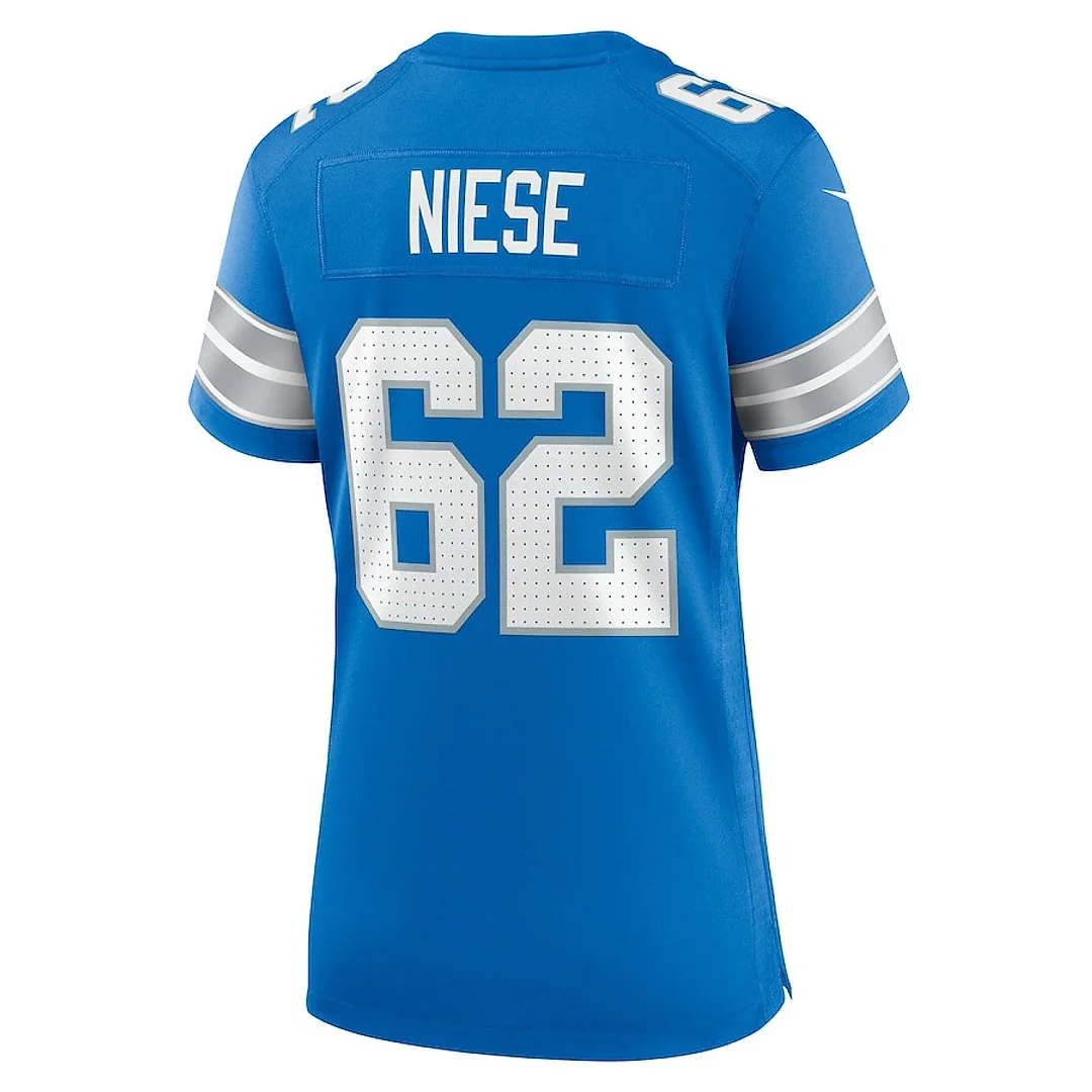 Zennovawear Michael Niese 62 Detroit Lions Women's Team Game Jersey - Blue