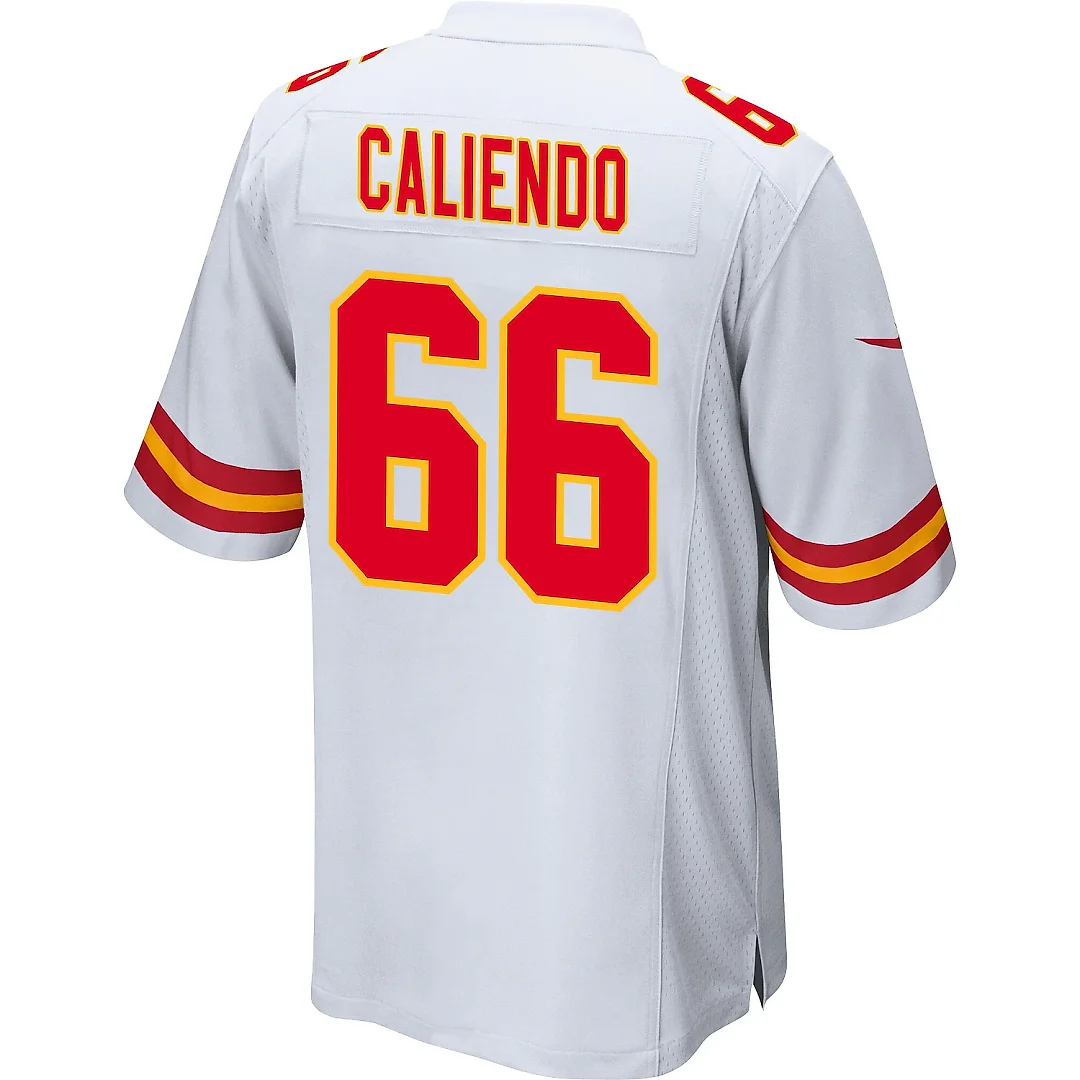 Zennovawear Mike Caliendo 66 Kansas City Chiefs AFC Champions Patch Game Men Jersey - White