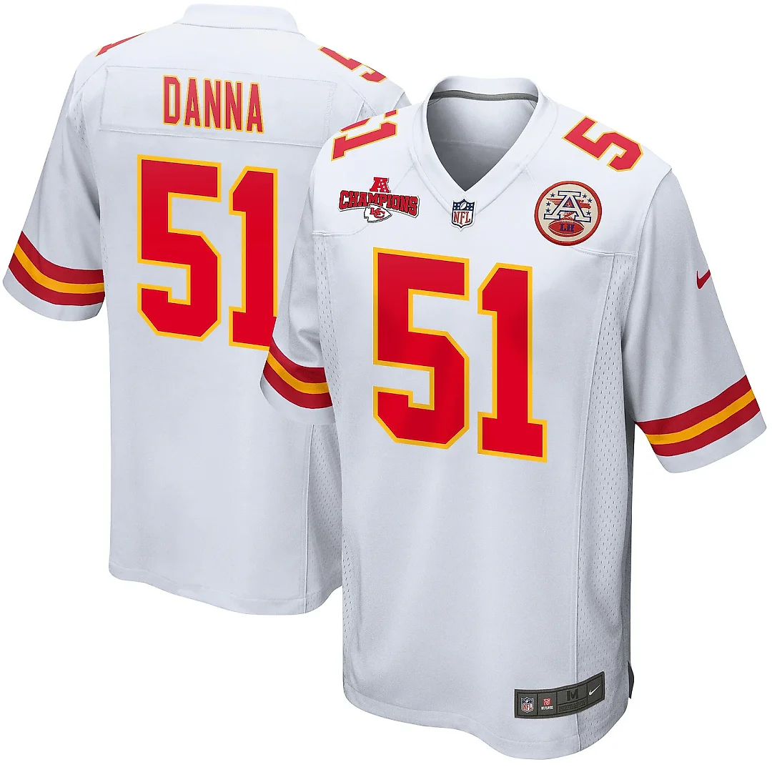 Zennovawear Mike Danna 51 Kansas City Chiefs AFC Champions Patch Game Men Jersey - White