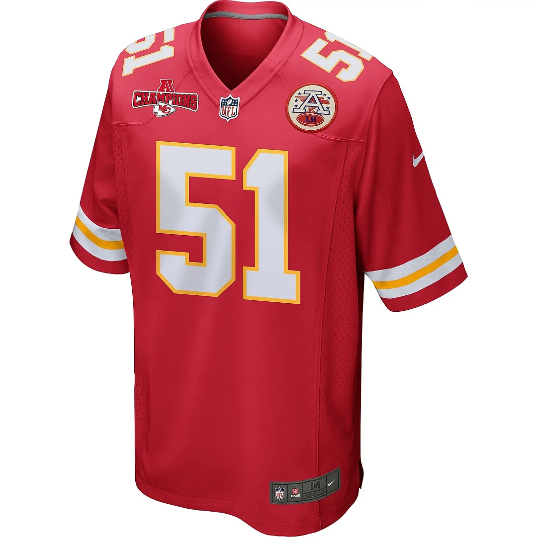Zennovawear Mike Danna 51 Kansas City Chiefs AFC Champions Patch Game Men Jersey - Red