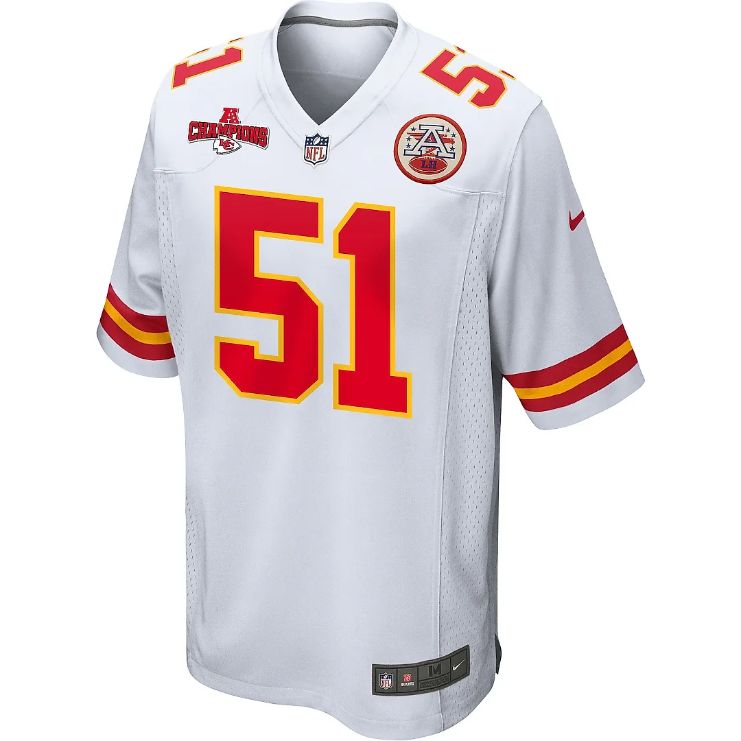 Zennovawear Mike Danna 51 Kansas City Chiefs AFC Champions Patch Game Men Jersey - White