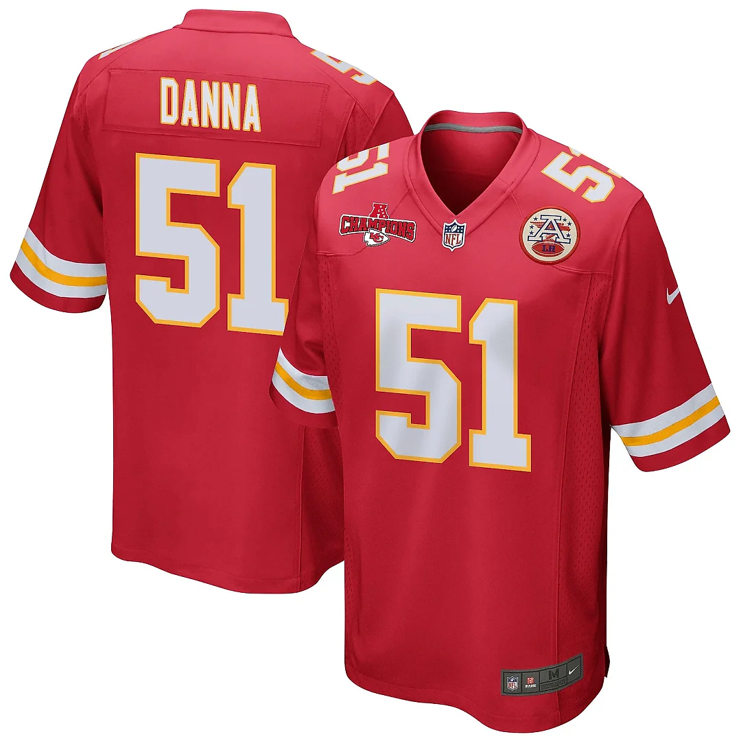 Zennovawear Mike Danna 51 Kansas City Chiefs AFC Champions Patch Game Men Jersey - Red