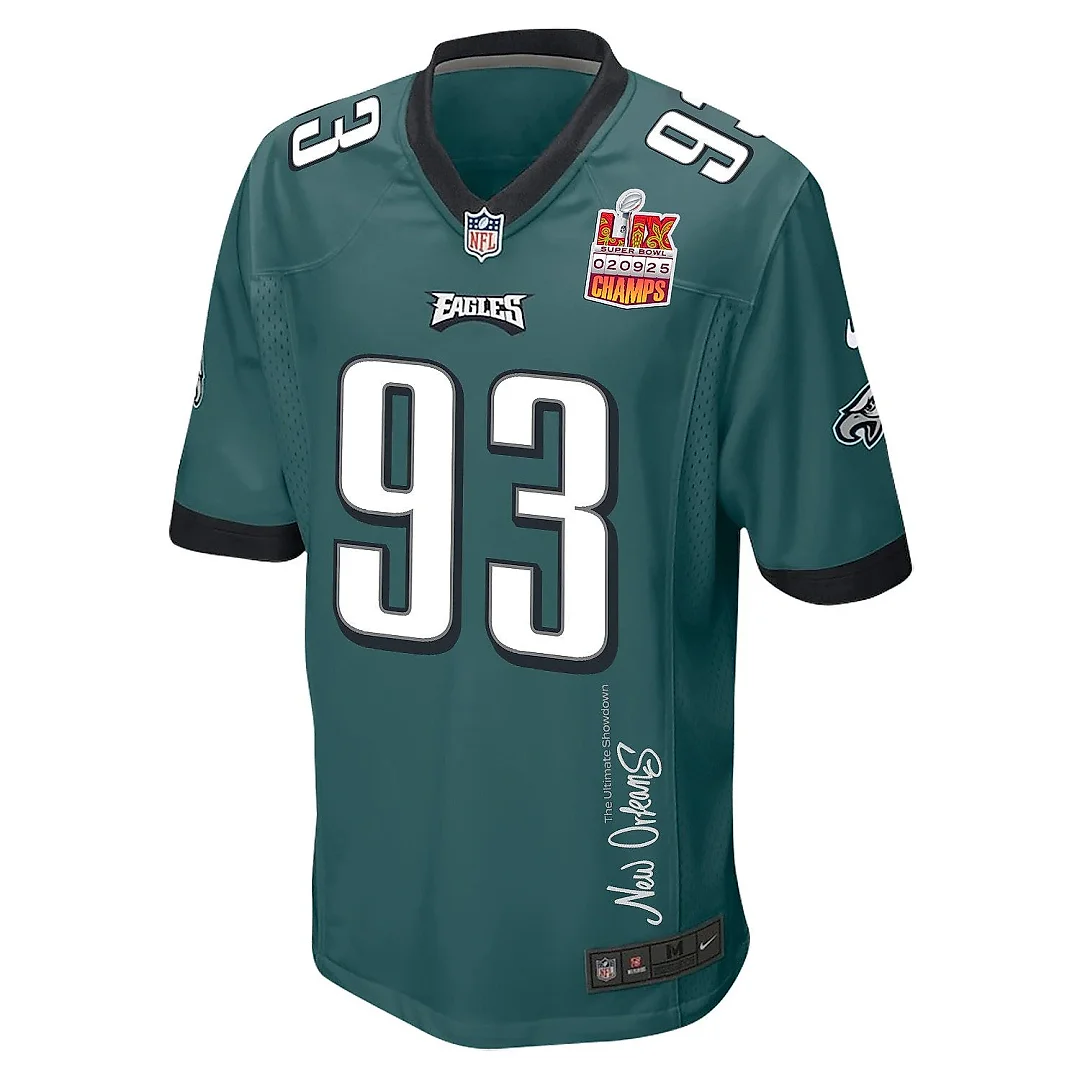 Zennovawear Milton Williams 93 Philadelphia Eagles Super Bowl LIX Champions Patch 'New Orleans - The Ultimate Showdown' EMBROIDERED Game Men...