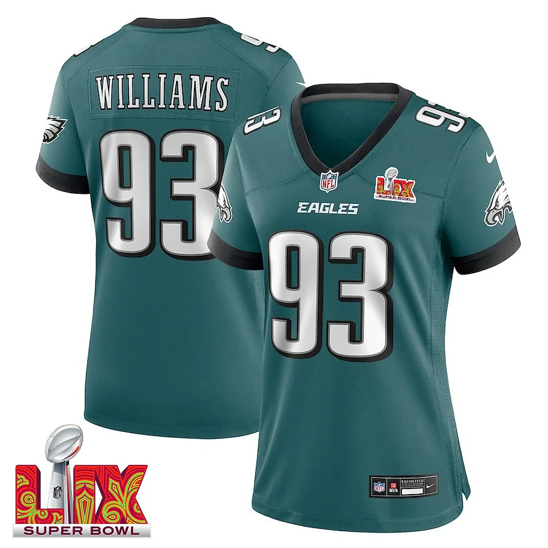 Zennovawear Milton Williams 93 Philadelphia Eagles Super Bowl LIX Women's Jersey - Midnight Green