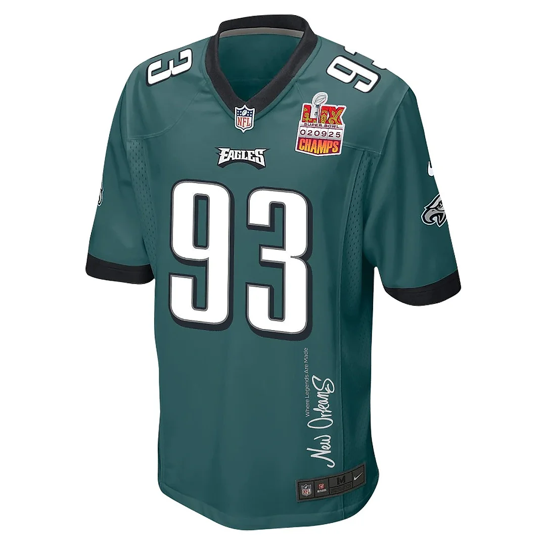Zennovawear Milton Williams 93 Philadelphia Eagles Super Bowl LIX Champions Patch 'New Orleans - Where Legends Are Made' EMBROIDERED Game Men...