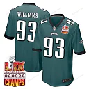 Zennovawear Milton Williams 93 Philadelphia Eagles Super Bowl LIX Champions Patch Game Men Jersey - Midnight Green
