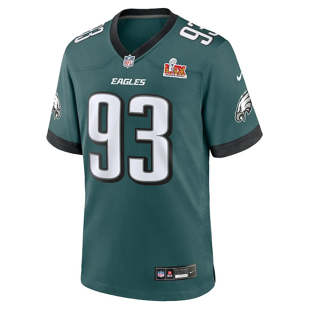 Zennovawear Milton Williams 93 Philadelphia Eagles Super Bowl LIX YOUTH Jersey - Midnight Green