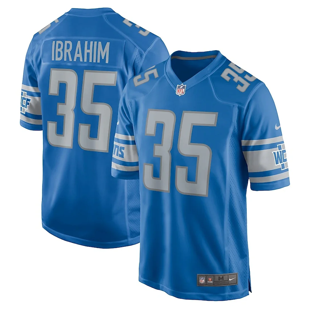 Zennovawear Mohamed Ibrahim 35 Detroit Lions Game Men Jersey - Blue