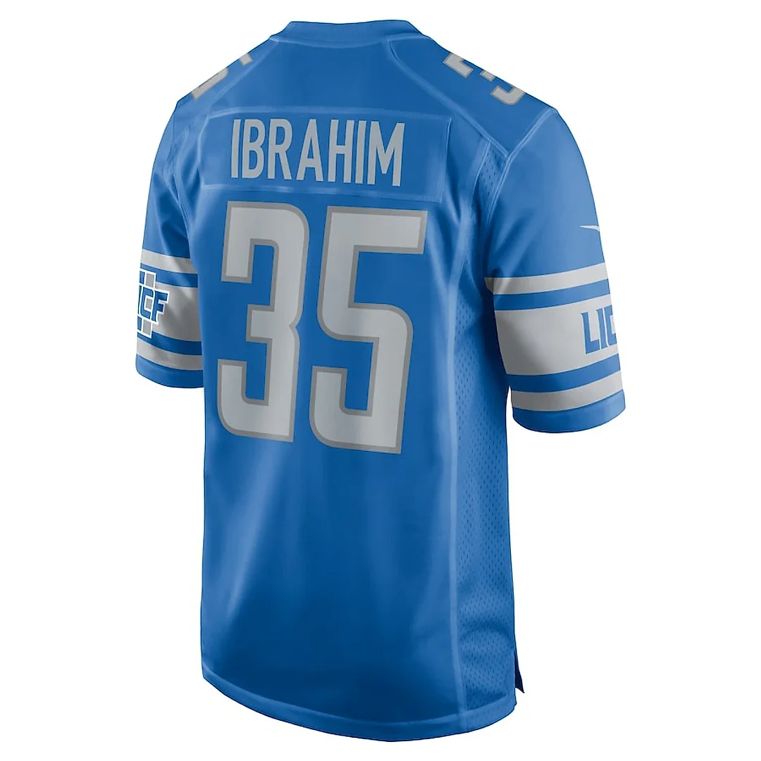 Zennovawear Mohamed Ibrahim 35 Detroit Lions Game Men Jersey - Blue