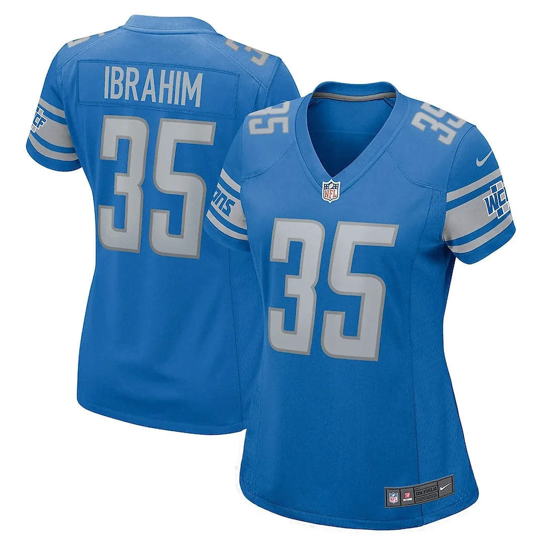 Zennovawear Mohamed Ibrahim 35 Detroit Lions Game Women Jersey - Blue