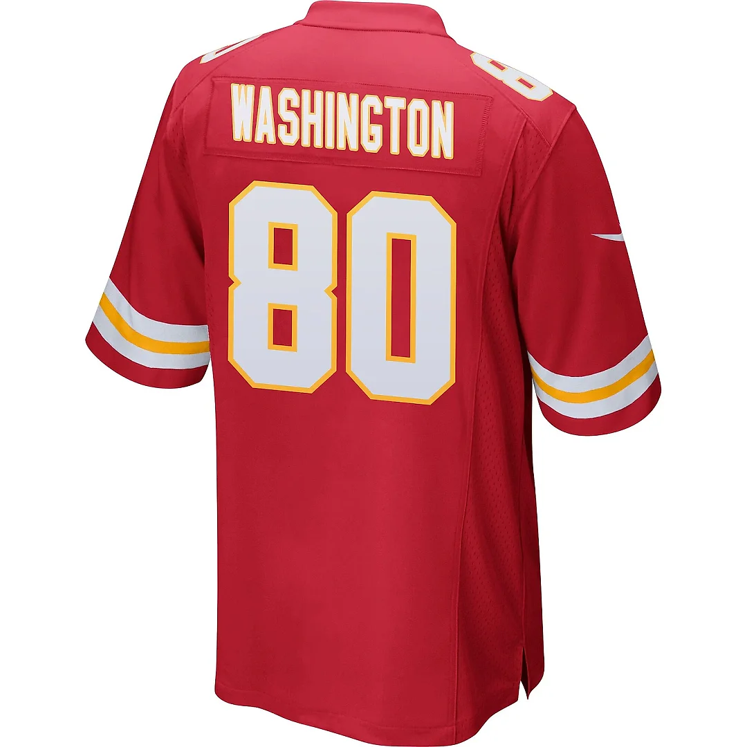 Zennovawear Montrell Washington 80 Kansas City Chiefs AFC Champions Patch Game Men Jersey - Red