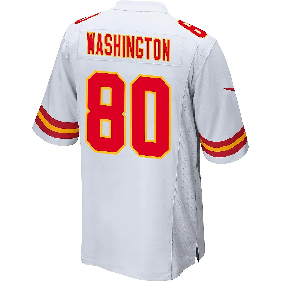 Zennovawear Montrell Washington 80 Kansas City Chiefs AFC Champions Patch Game Men Jersey - White