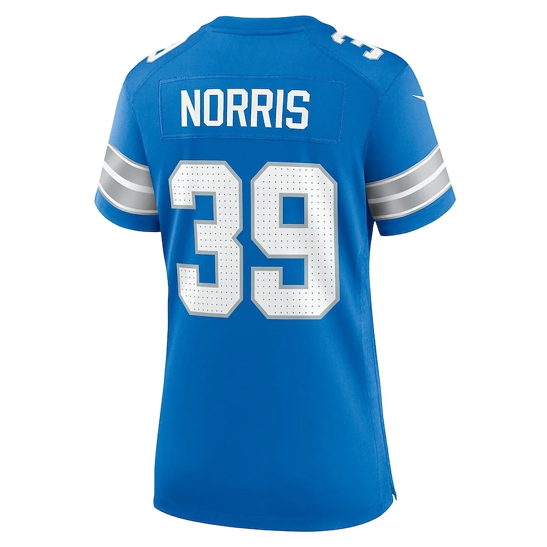 Zennovawear Morice Norris 39 Detroit Lions Women's Game Jersey - Blue