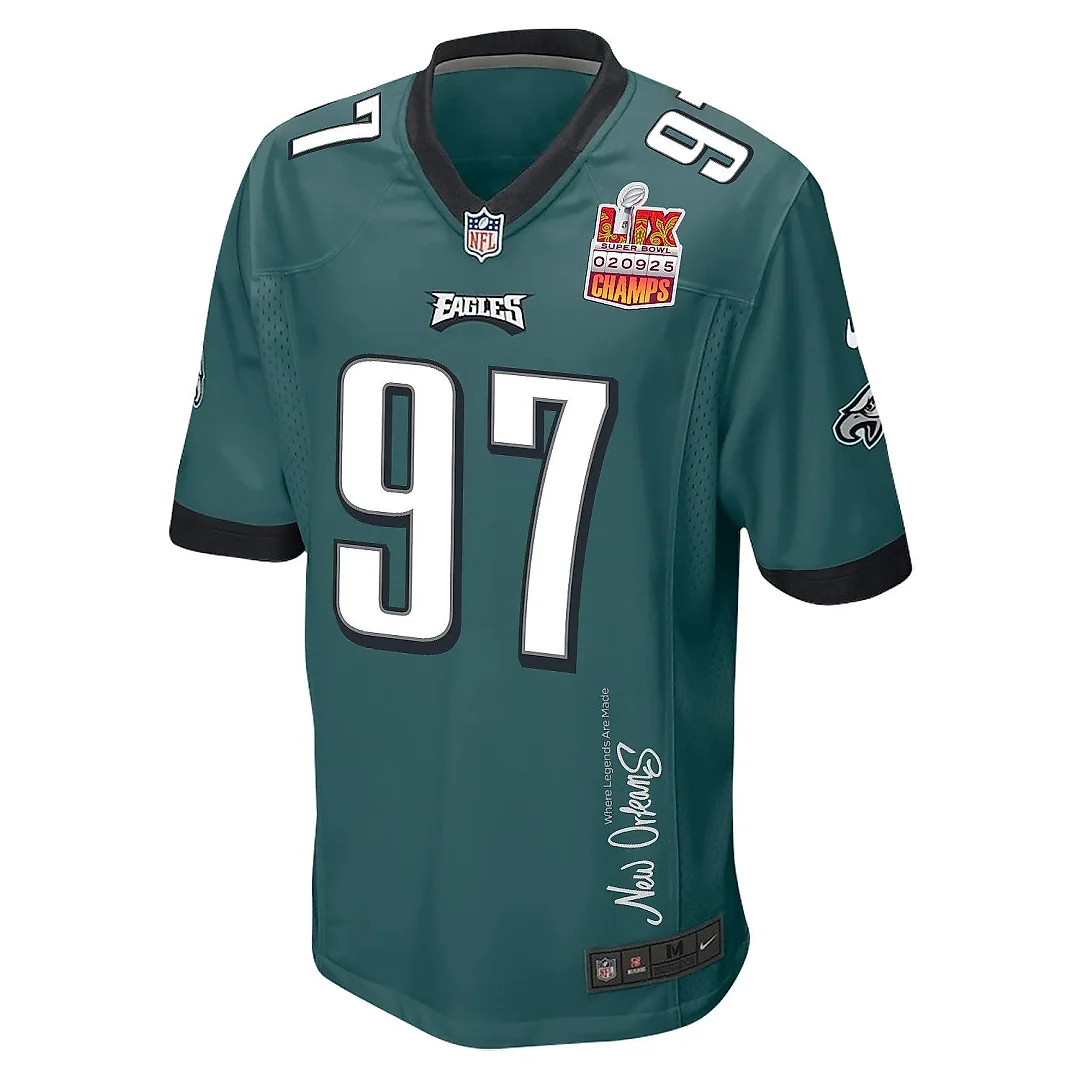Zennovawear Moro Ojomo 97 Philadelphia Eagles Super Bowl LIX Champions Patch 'New Orleans - Where Legends Are Made' EMBROIDERED Game Men Jersey...