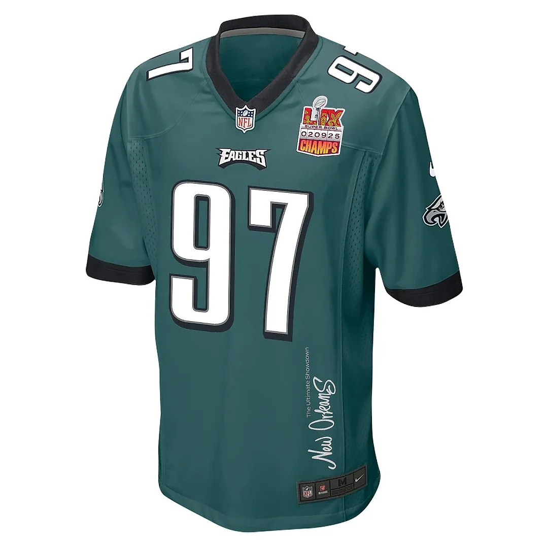 Zennovawear Moro Ojomo 97 Philadelphia Eagles Super Bowl LIX Champions Patch 'New Orleans - The Ultimate Showdown' EMBROIDERED Game Men Jersey...