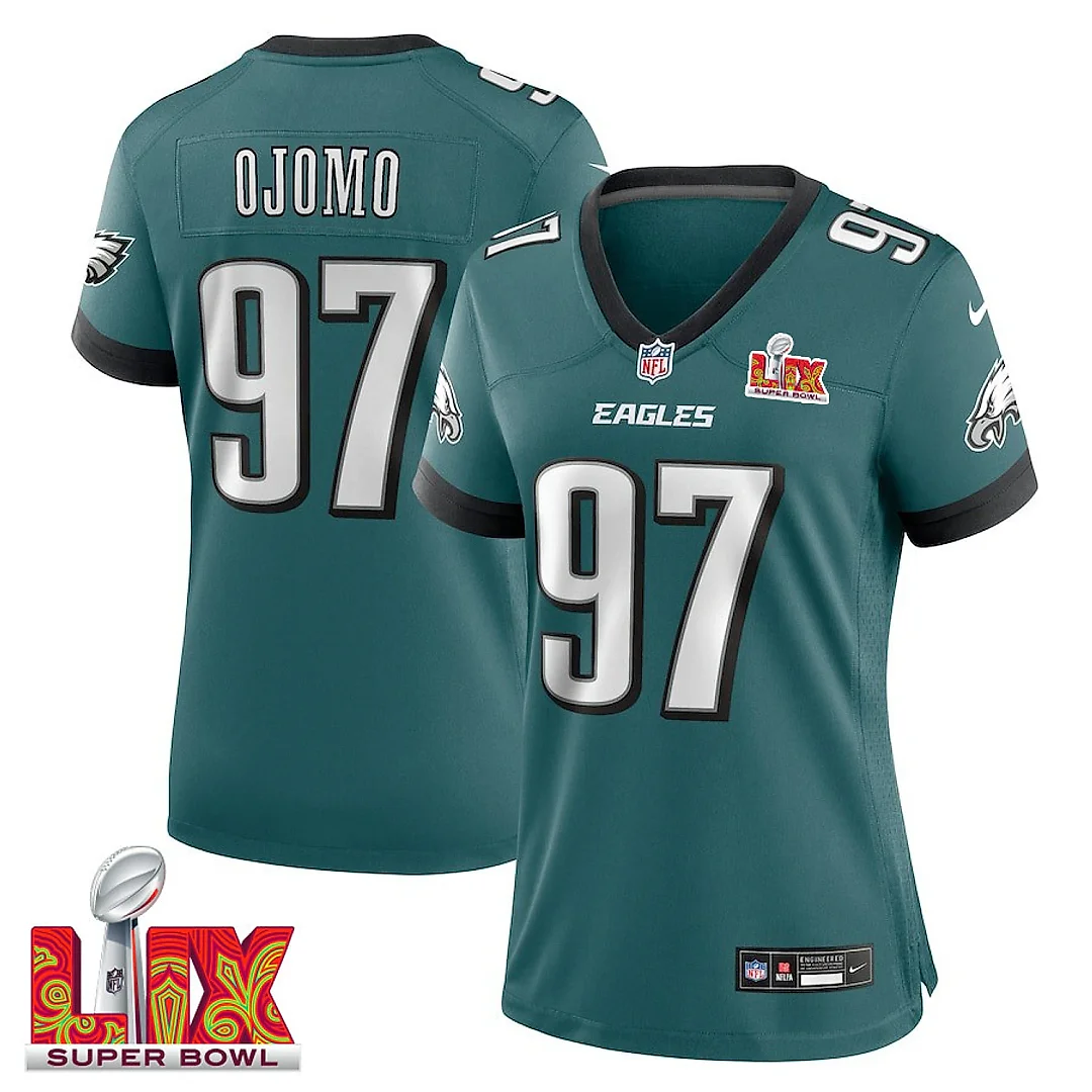 Zennovawear Moro Ojomo 97 Philadelphia Eagles Super Bowl LIX Women's Jersey - Midnight Green