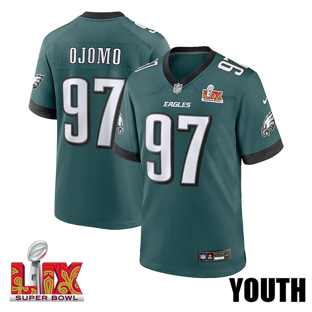 Zennovawear Moro Ojomo 97 Philadelphia Eagles Super Bowl LIX YOUTH Jersey - Midnight Green