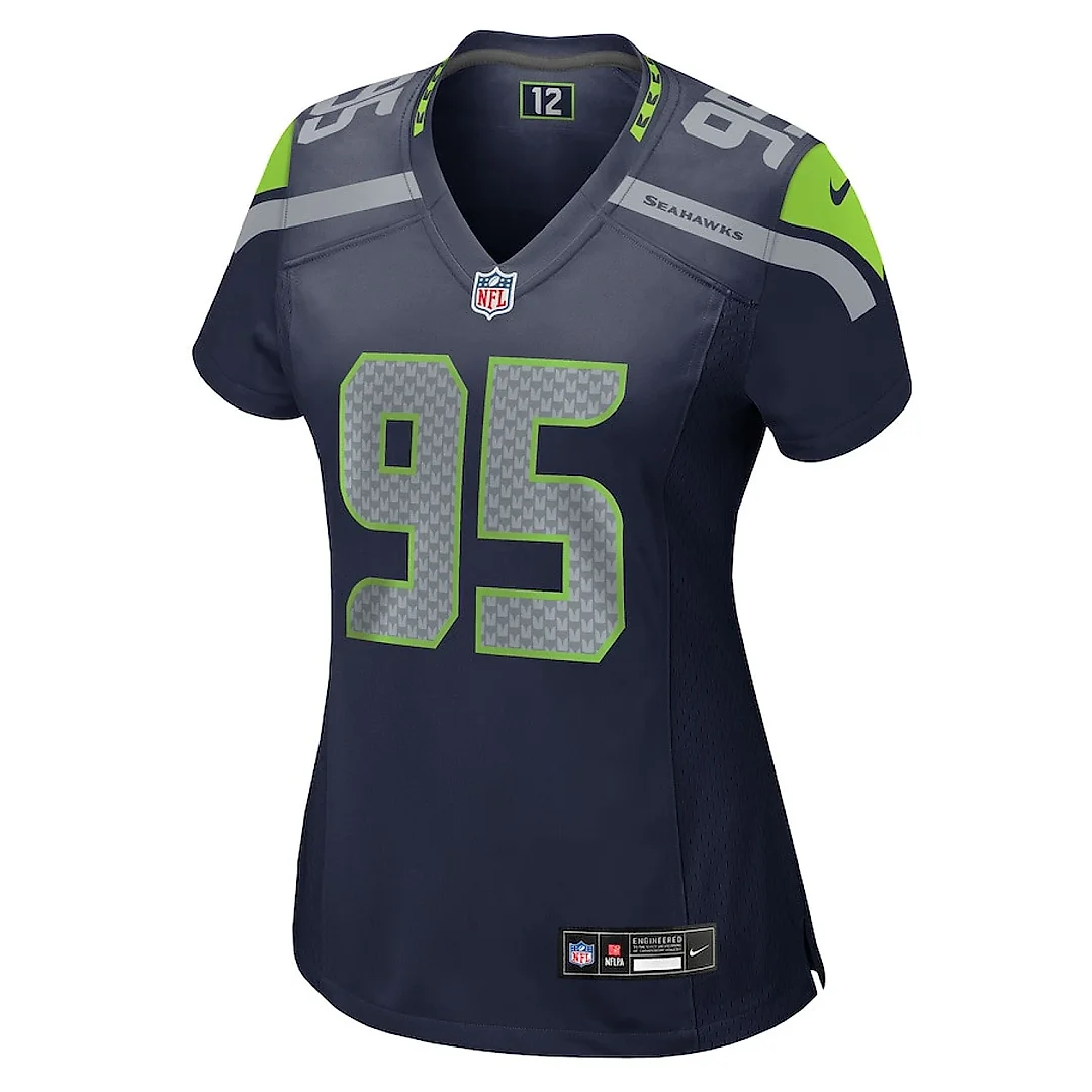Zennovawear Myles Adams 95 Seattle Seahawks Women's Team Game Jersey - College Navy