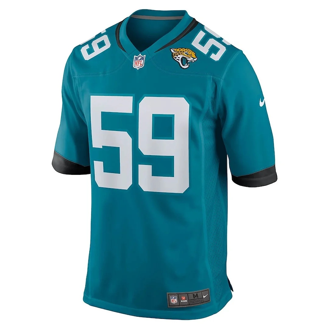 Zennovawear Myles Cole 59 Jacksonville Jaguars Team Game Men Jersey - Teal