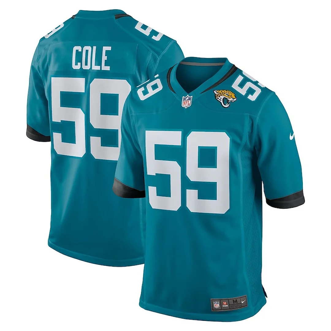 Zennovawear Myles Cole 59 Jacksonville Jaguars Team Game Men Jersey - Teal