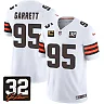 Zennovawear Myles Garrett 95 Cleveland Browns Jim Brown Memorial Patch Game Men Jersey - White