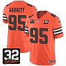 Zennovawear Myles Garrett 95 Cleveland Browns Jim Brown Memorial Patch Game Men Jersey - Orange