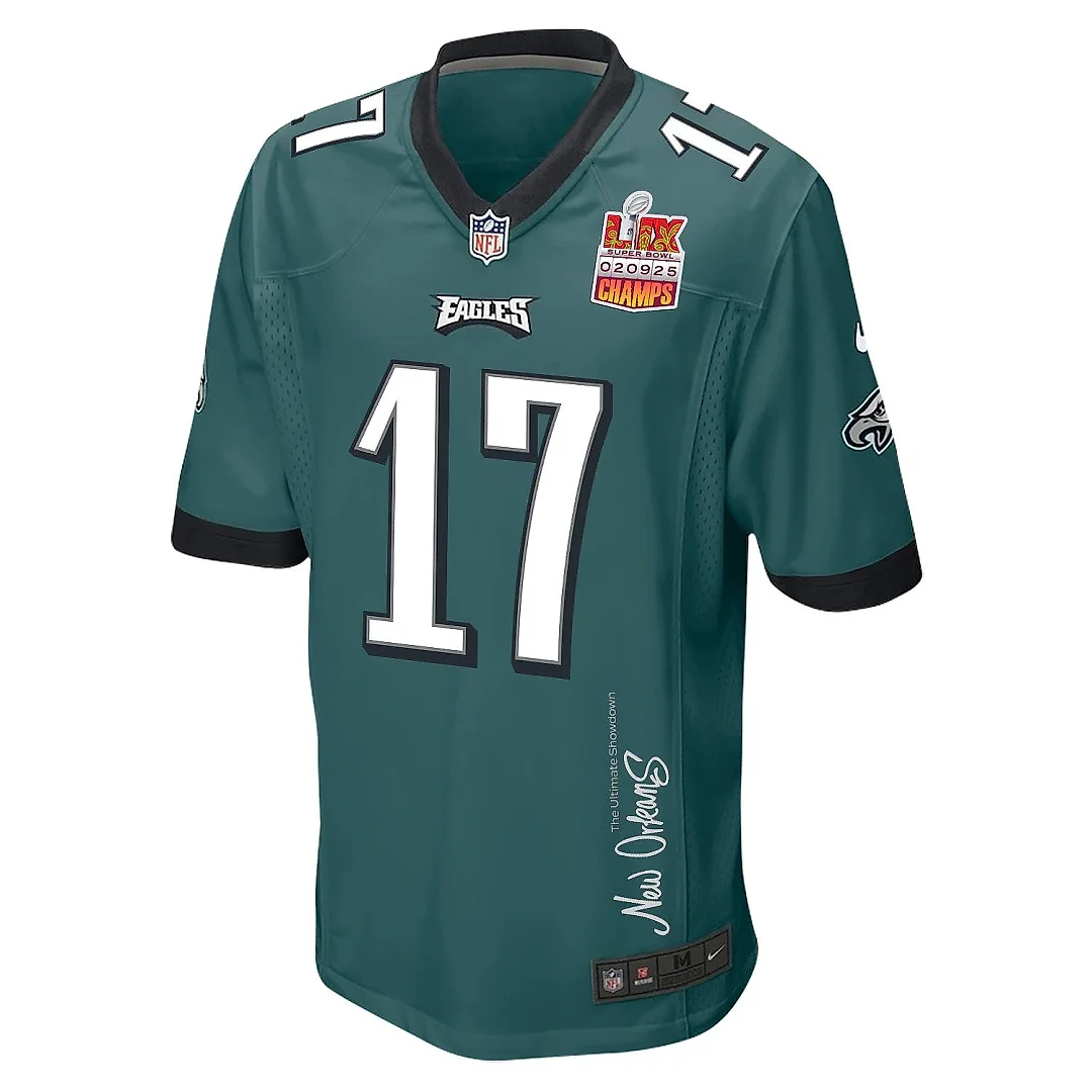 Zennovawear Nakobe Dean 17 Philadelphia Eagles Super Bowl LIX Champions Patch 'New Orleans - The Ultimate Showdown' EMBROIDERED Game Men Jersey...